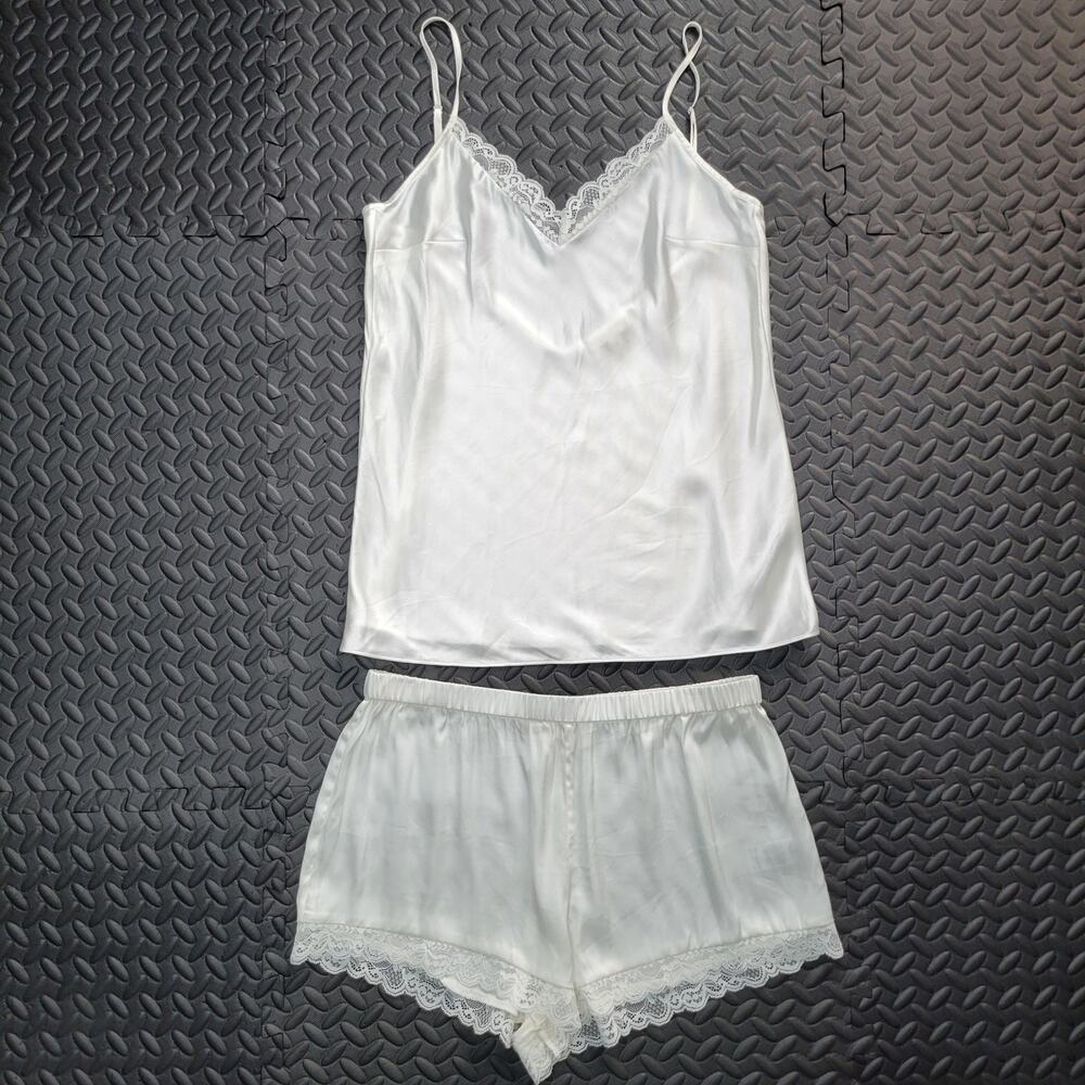 Sunday Citizen EcoSilk Cami Short Set Women's M Silk Lace Luxury Sleepwear